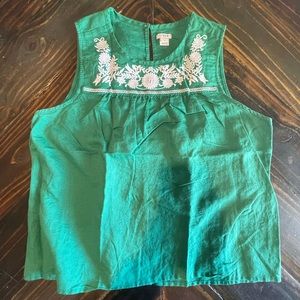 Jcrew green sleeveless blouse